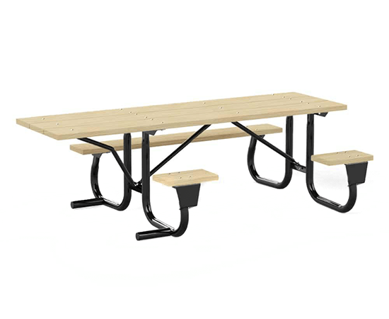 ADA accessible picnic table with extended tabletop providing wheelchair access and inclusive outdoor seating